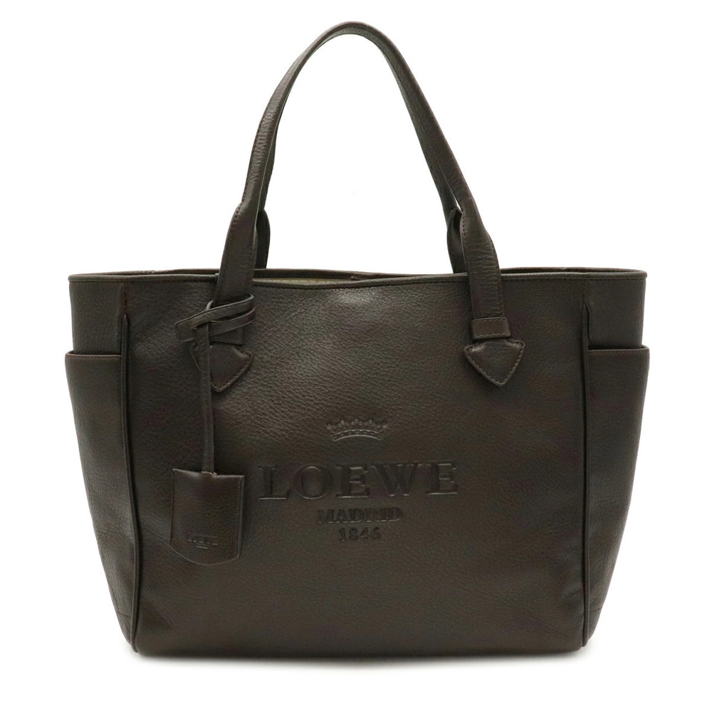 Loewe Heritage Tote Handbag Leather Dark Brown